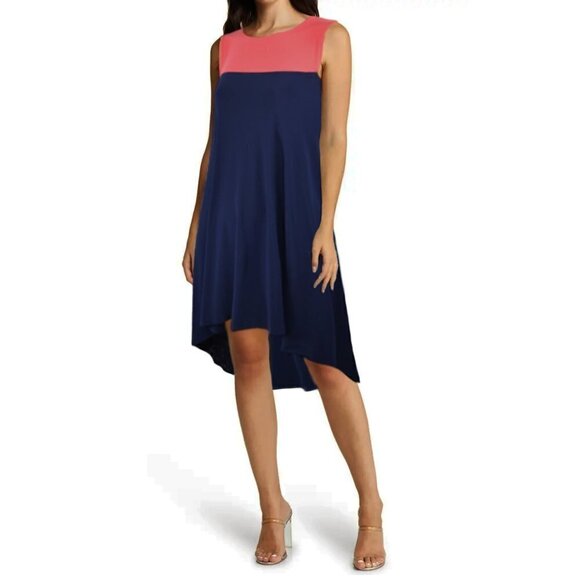 NWT Nik & Nash Soft Jersey Color Block Hi-low Hem Mini Dress - Picture 1 of 6